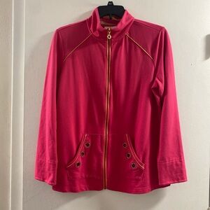 Quacker Factory Fuchsia Bomber Jacket‎ with Gold Details
